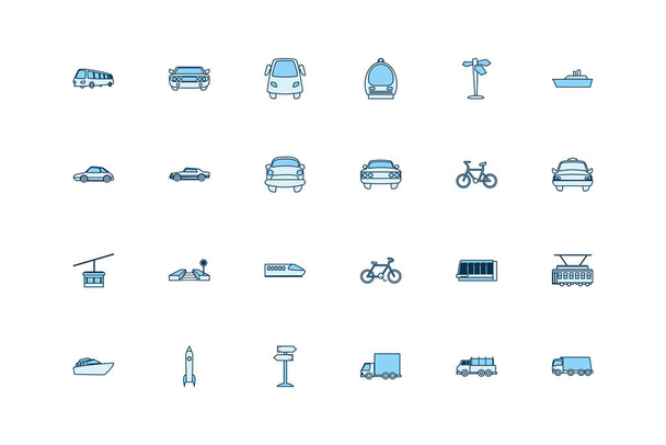 Isolated transportation vehicles line style icon set vector design - Wektor, obraz