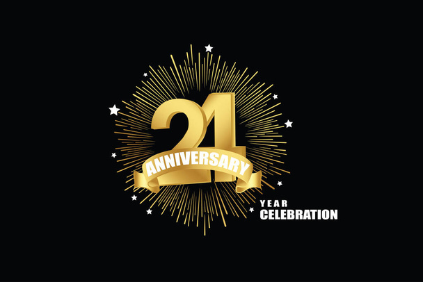 24 Jahre Jubiläumsfeier. Jubiläums-Logo mit goldener Isolierung auf schwarzem Hintergrund, Vektor-Design zur Feier, Einladungskarte-Vector - Vektor, Bild