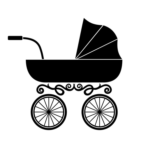 çocuk arabası - bebek arabası - Vektör, Görsel