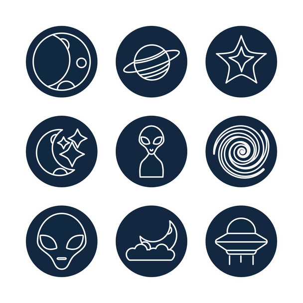 Isolated space line block style icon set vector design - ベクター画像