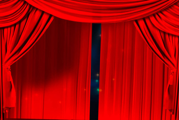 Theatre curtain and lighting on stage. Illustration of the curtain of the theater. - Photo, Image