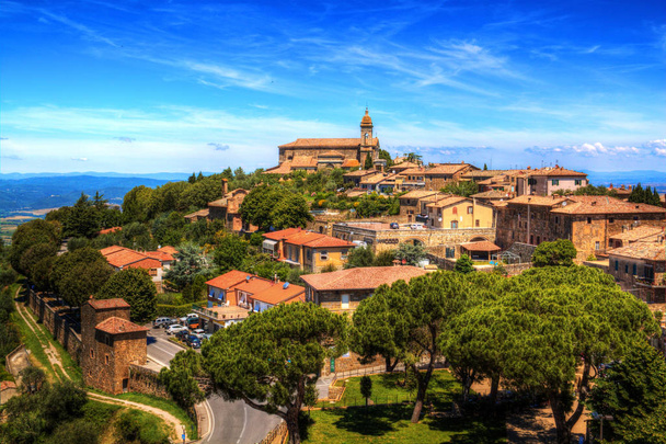 Montalcino / Tuscany, Italy - 23 June 2015: View of Montalcino town from the Fortress. - Fotó, kép