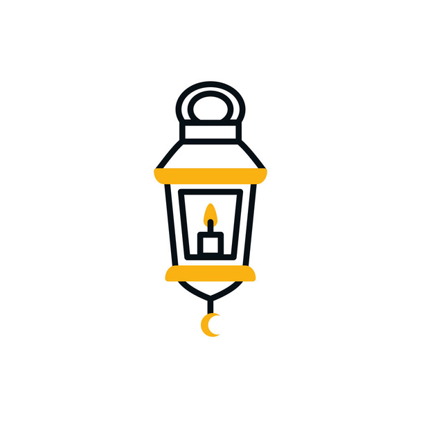 Ramadan lantern half line half color style icon vector design - ベクター画像