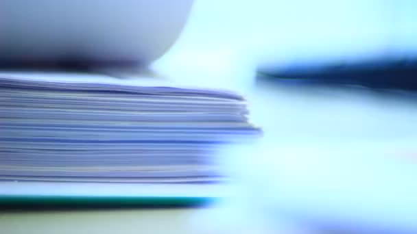 Close up of pages of documents in the office. - Footage, Video