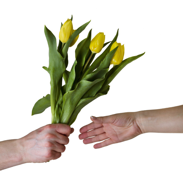 Giving flowers - Фото, изображение