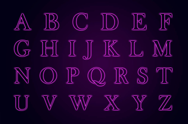 Alfabeto rosa neón brillante con letras de la A a la Z
. - Foto, Imagen