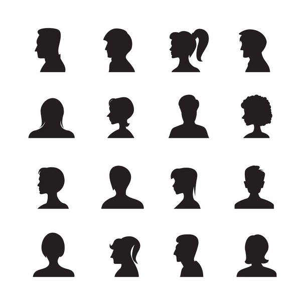 set van mensen avatars silhouetten, profiel pictogram - Vector, afbeelding