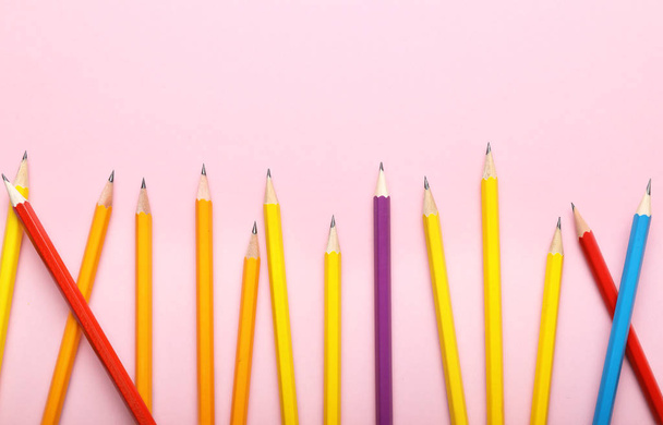 Ordinary pencils on color background - Foto, imagen