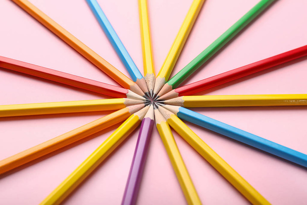Ordinary pencils on color background - Zdjęcie, obraz