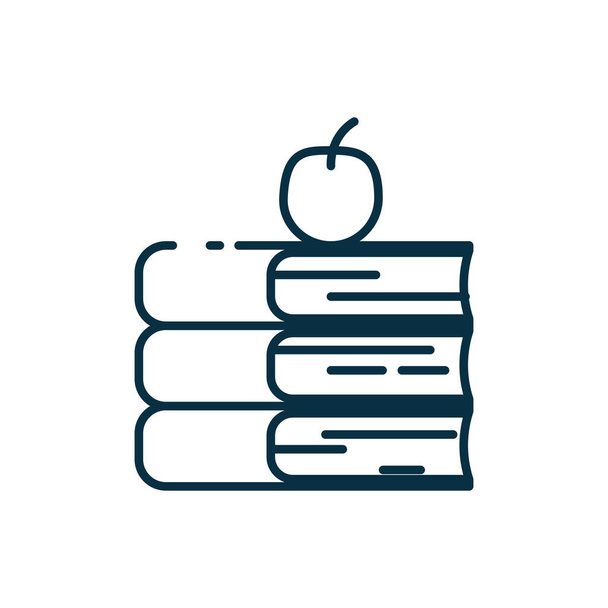 Isolated education books and apple line style icon vector design - Vektör, Görsel