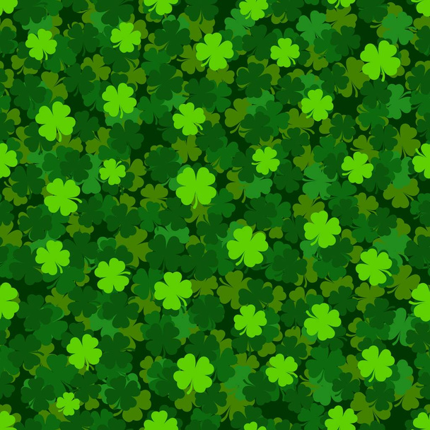 Цветовой узор зеленый клевер лист декоративный на темно-зеленом фоне
 - Вектор,изображение