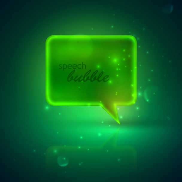 Abstract green background with glass transparent speech bubble - Вектор,изображение