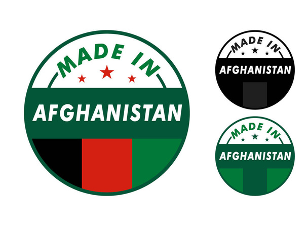 Fabricado en Afganistán con y bandera de Afganistán para etiquetas, pegatinas, insignia
 - Vector, imagen
