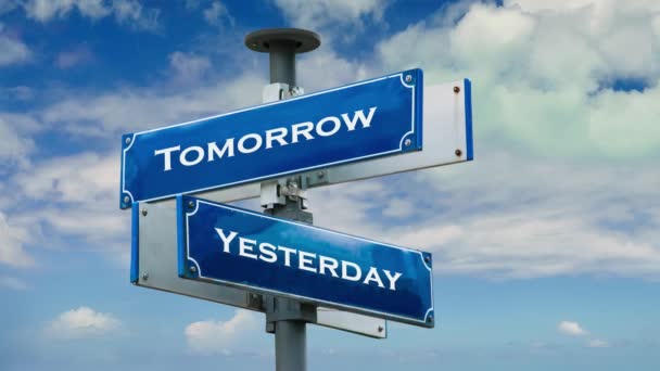 Street Sign the Way to Tomorrow versus Yesterday - Footage, Video