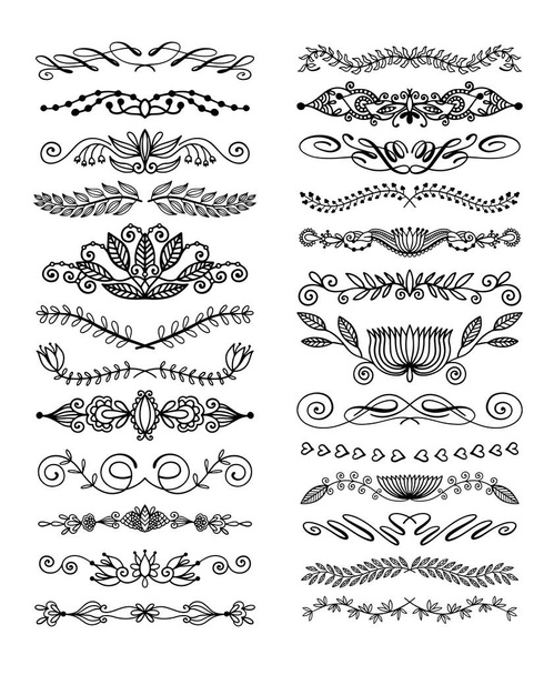 set of 25 doodle sketch drawing divider, wedding card design element or page decoration - Vector, Image