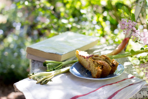 смачний домашній рум'яний пиріг в саду - розслабтеся
 - Фото, зображення