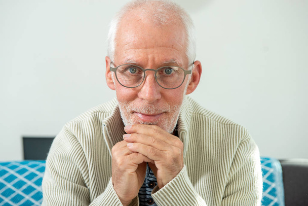 Senior man with grey hairs wearing eyeglasses  - Photo, Image