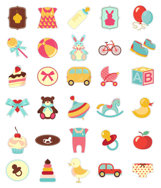 Baby icons set - Vector, Image