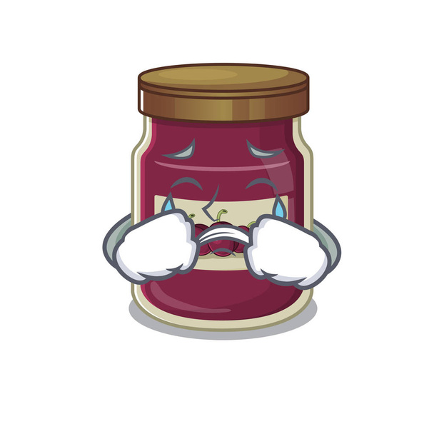 Plum jam cartoon character concept with a sad face. Vector illustration - ベクター画像