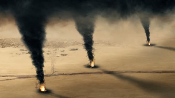 Κουβέιτ πετρελαιοπηγή φωτιά - βρόχο - Πλάνα, βίντεο