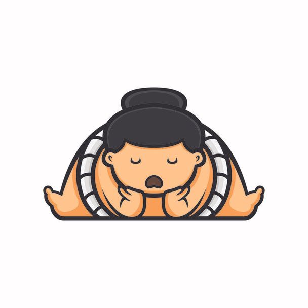 Sleepy Sumo Logo Character Design Vector - Vector, Image