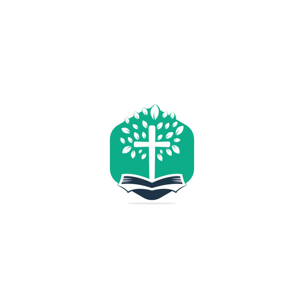 Bible Cross Tree Church Logo Design. - Vector, Image