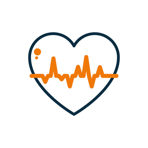 Isolated heart pulse half line half color style icon vector design - ベクター画像