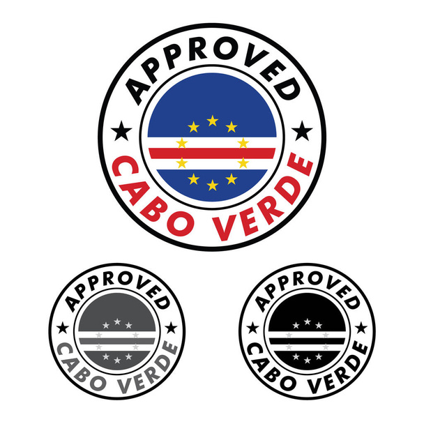 Vector Stamp of Approved logo with Cabo verde Bandera en forma redonda en el centro
 - Vector, Imagen