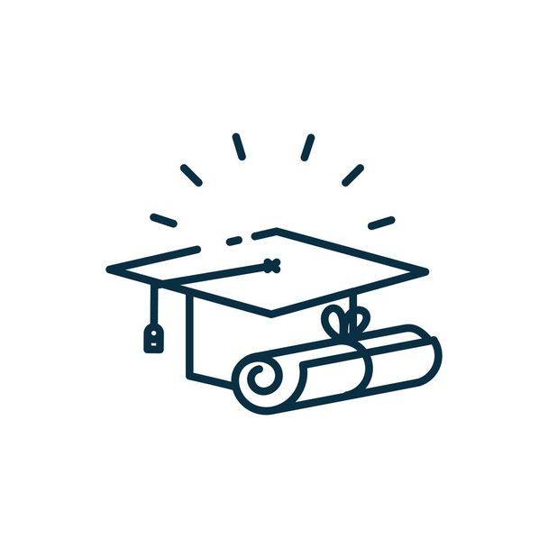 Isolated graduation cap and diplom line style icon vector design - Vektor, Bild