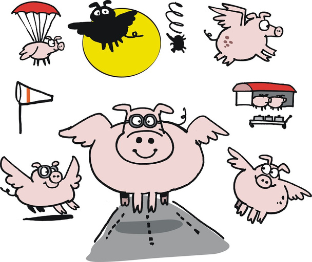 latające świnie - Wektor, obraz