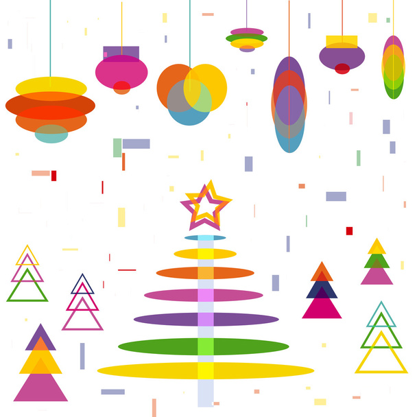 Abstract Christmas Tree with Decoration Balls New Year - Вектор, зображення