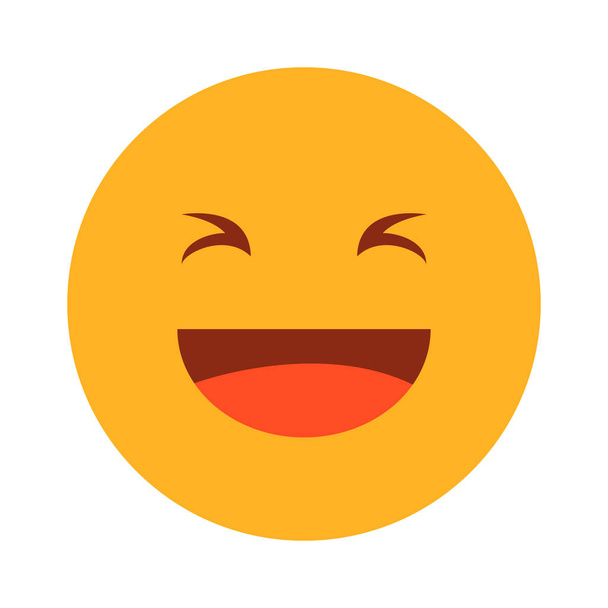 Emoji laughing vector isolated. Yellow emoticon with cheerful emotion expression. Laugh loud. - Vector, Image