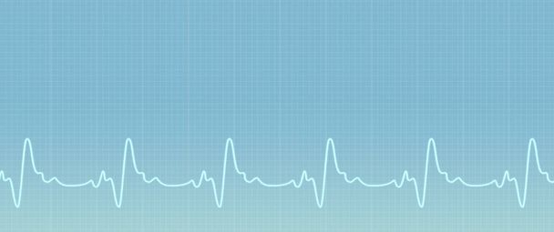 Green background with ecg line. Illustration of the ekg waves activity. Medical web sites with copy space. Health care banner. - Photo, Image