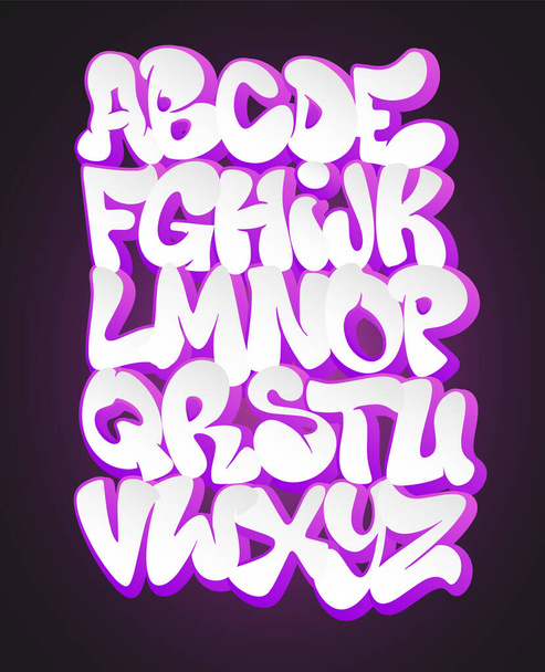Vector of stylized graffiti font and alphabet - Vector, Image