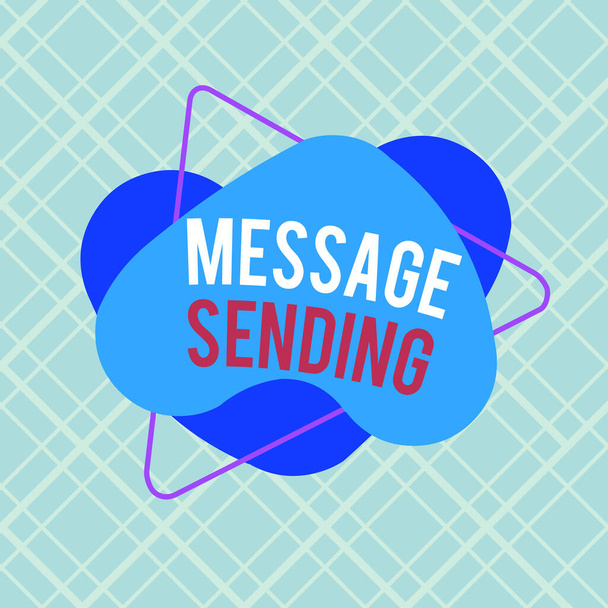 Writing note showing Message Sending. Business photo showcasing to convey or communicate one s is feelings or desires Asymmetrical format pattern object outline multicolor design. - Zdjęcie, obraz