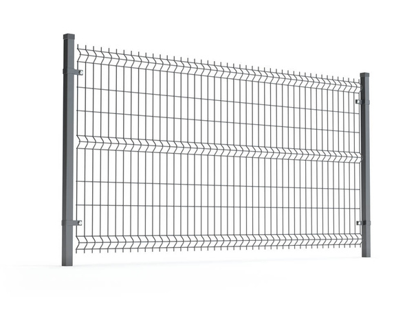 Kerítés panel elszigetelt fehér, rúd típusú, 3d illusztráció - Fotó, kép