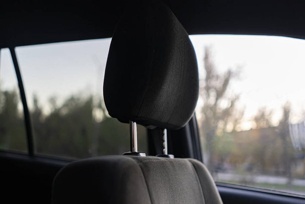 close up detail of the headrest in the car, seat saloon - Фото, зображення