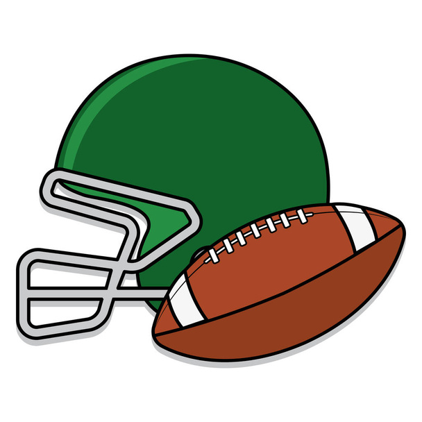 Isolated american football ball and helmet - Вектор,изображение