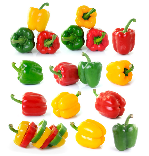 green yellow red pepper on white background - Foto, afbeelding