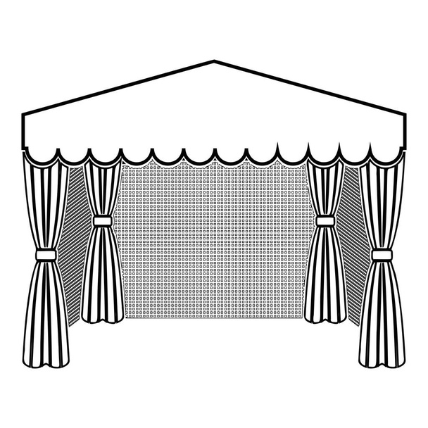 Pavilon a vásárlás Üzleti sátor Marquee reklám ikon körvonalazódik fekete színű vektor illusztráció lapos stílus egyszerű kép - Vektor, kép