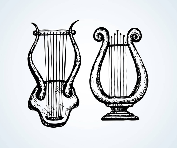 У віці народна ікона селезінки лір ізольована на білому тлі. Фріланс контур чорнила рука намальована логотипом емблема піктограма в художньому каракулевому римському стилі ручка на паперовому просторі для тексту. Перегляд крупним планом
 - Вектор, зображення