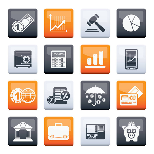 Business and finance icons over color background - vector icon set - Vector, imagen