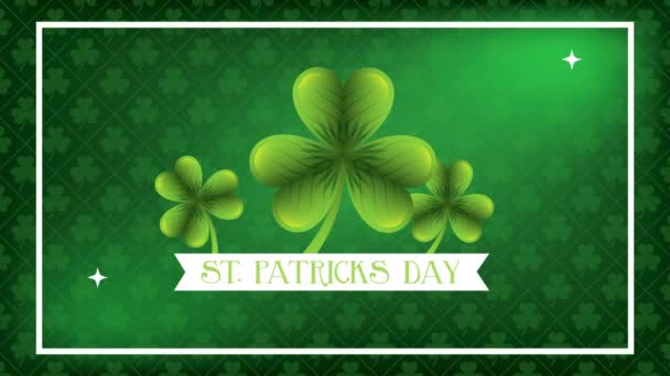 st patricks day animated card with lettering and clovers - Felvétel, videó