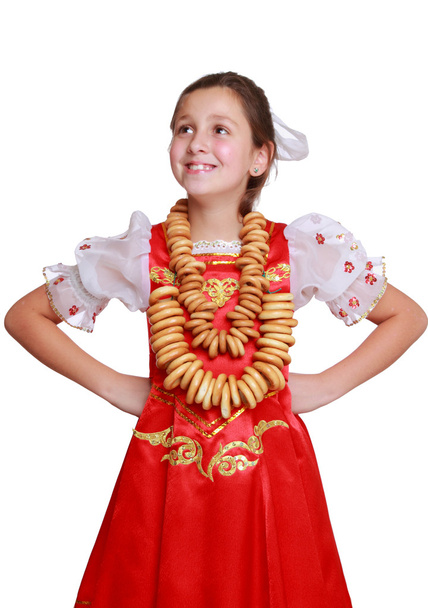 Girl wearing traditional russian costume - Fotó, kép