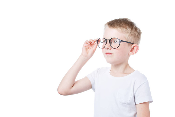 child in glasses isolated on white background - Фото, зображення