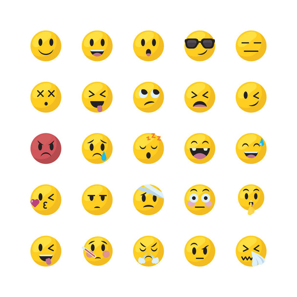 Emojis faces flat style icon set vector design - Vector, Image