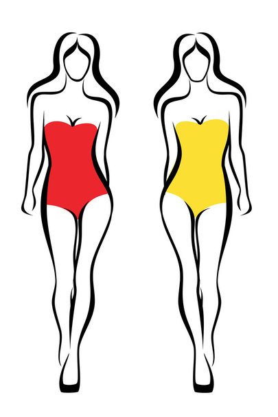 sexy woman silhouettes, underwear fashion set - Vector, Image