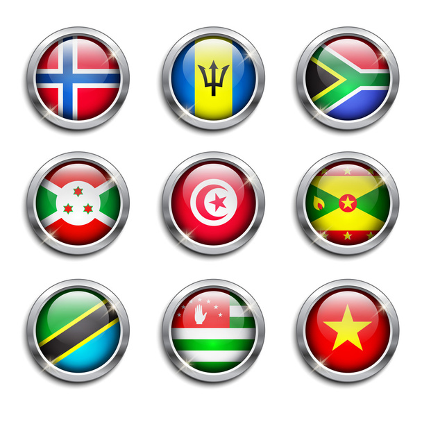 World flags round buttons - Vektor, kép