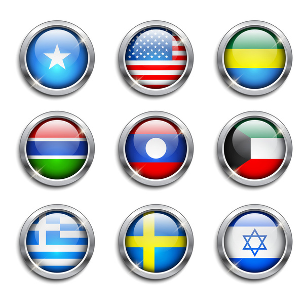 World flags round buttons - Vektör, Görsel