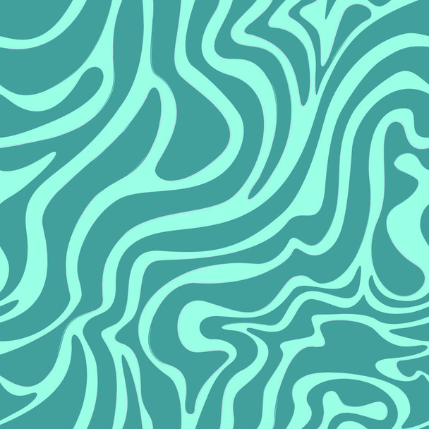 Vector pattern of turquoise smooth lines on a blue background. Print for fabric packaging and curtains. - Διάνυσμα, εικόνα